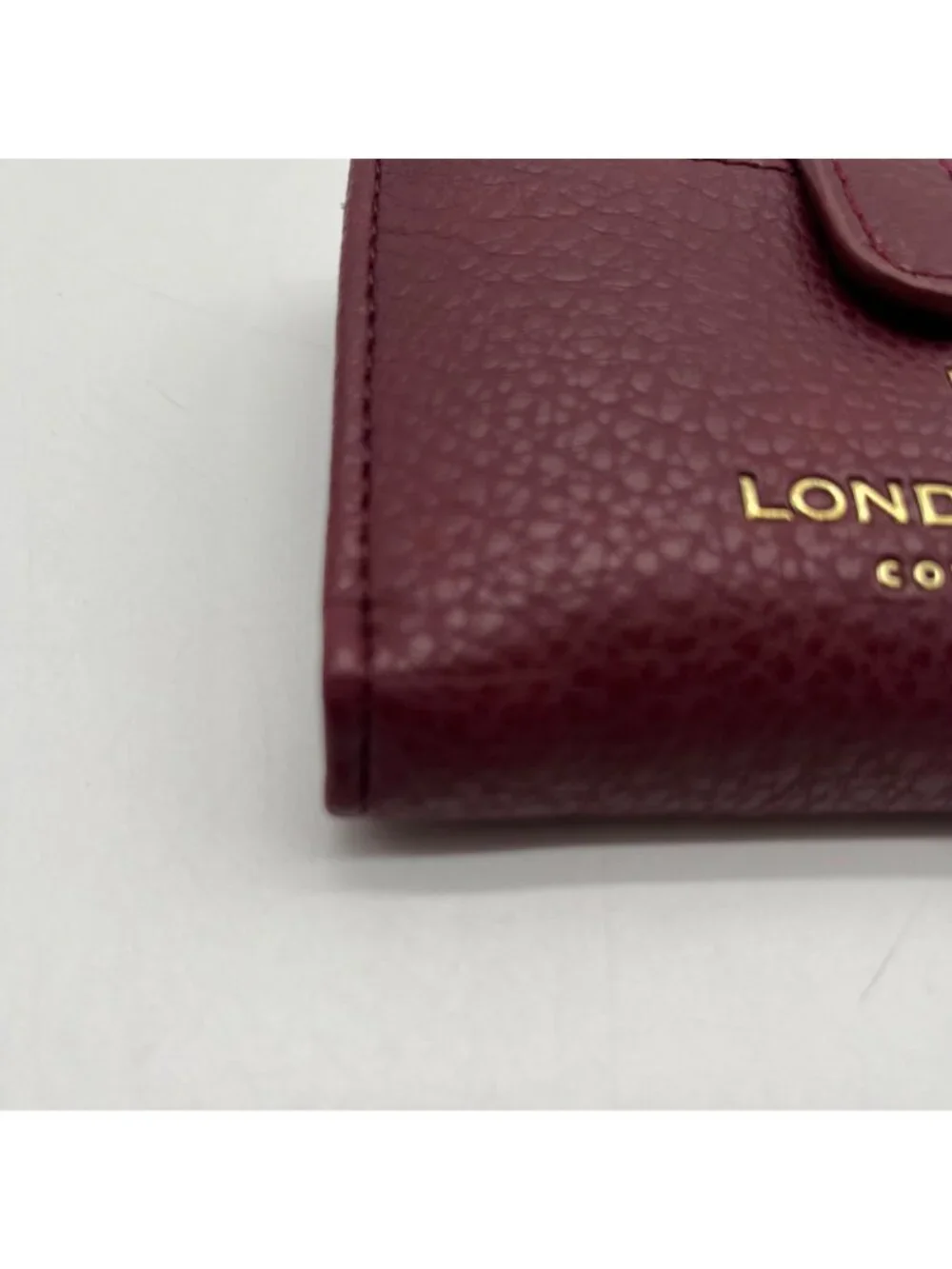 London Fog Burgundy Pebbled Faux Leather Wallet